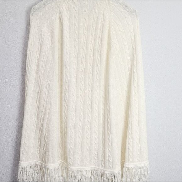 Vintage‎ 60’s chunky knit sweater cape poncho Light ivory - Picture 3 of 6